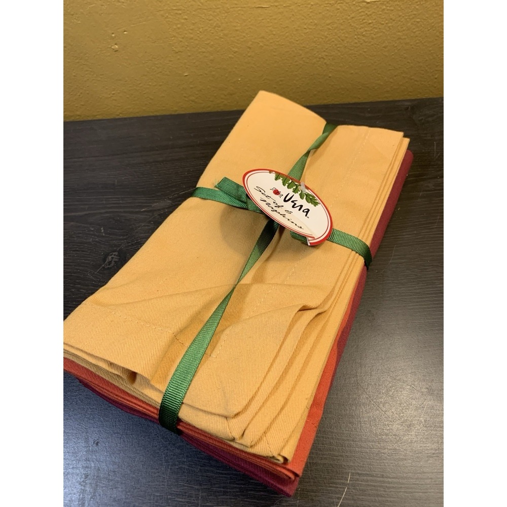 Vintage Vera Bardwill Home Linen Napkins Set Of 4‎ Fall Colors Red Orange Yellow